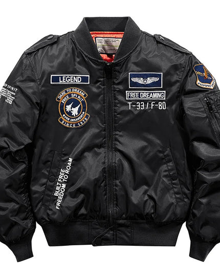 Men's Thick Warm MA-1 Aviator Pilot Style Bomber Jacket