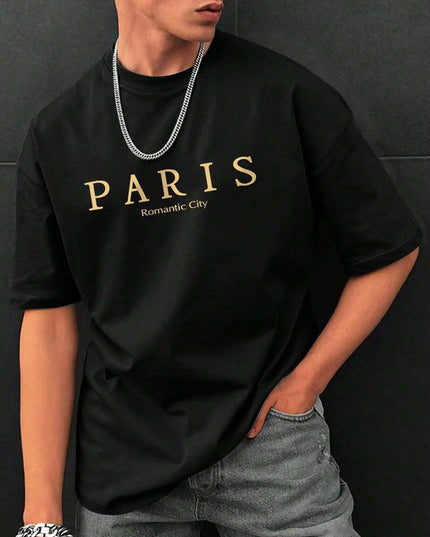 "Paris" Graphic Print Loose Fit T-Shirt For Men