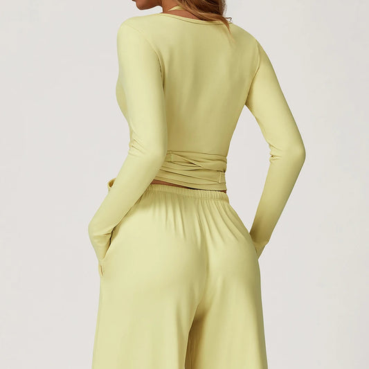 Women's Two-Piece High Elastic Breathable Crop Sweater & Pants Set