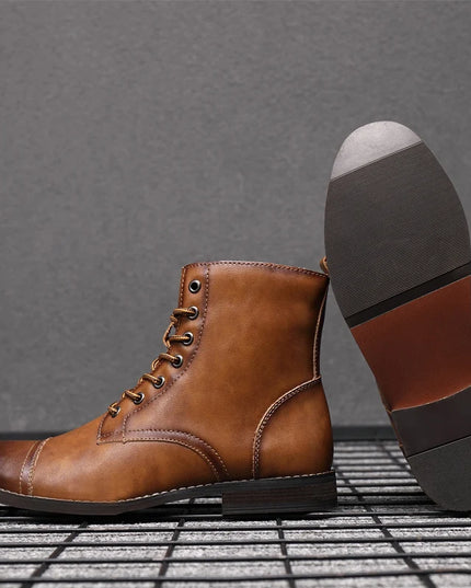 Men's Height Increasing Boots – 8CM Elevated Dress Shoes with Built-in Heel Lift