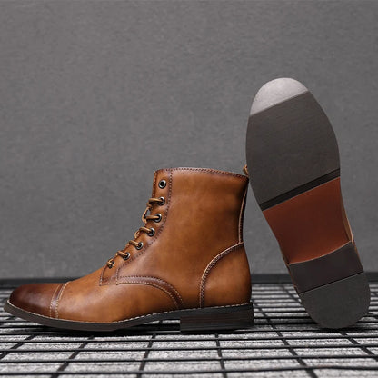 Men's Height Increasing Boots – 8CM Elevated Dress Shoes with Built-in Heel Lift