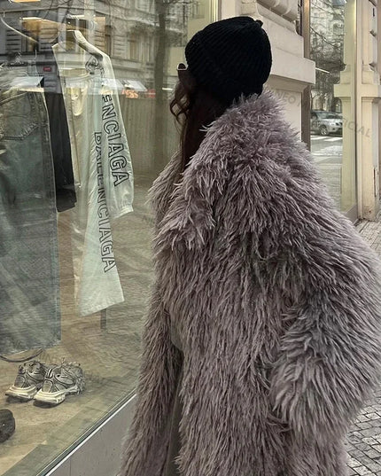 Women's Extra Long Faux Fur Overcoat