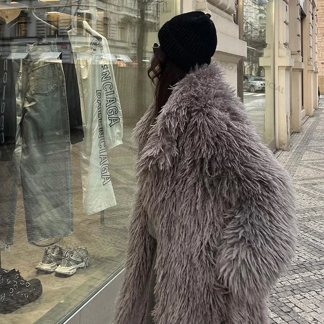 Women's Extra Long Faux Fur Overcoat