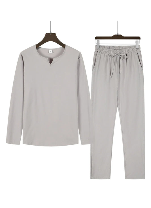 Men's 2-Piece V-Neck Sweater and Drawstring Pants Set