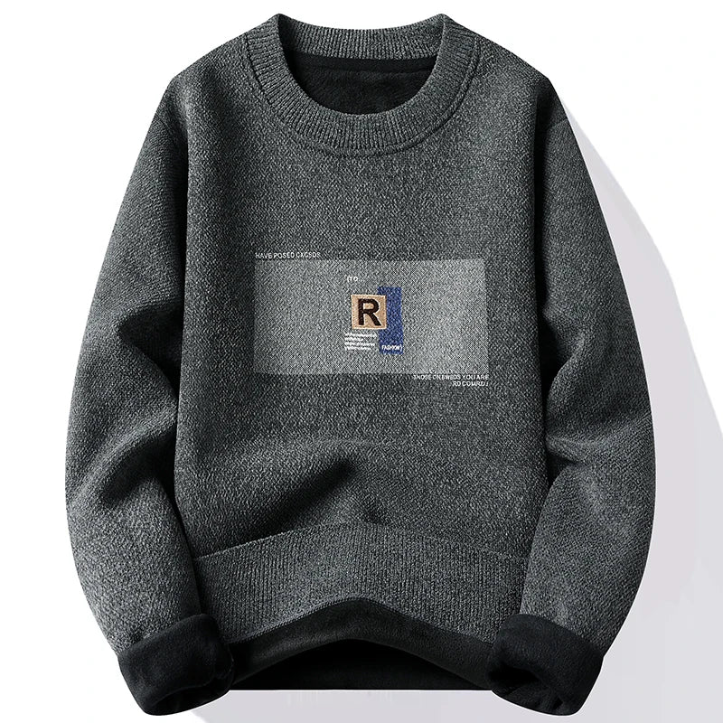 Men's Fleece-Lined Sweater - Comfortable Warm Men's Pullover