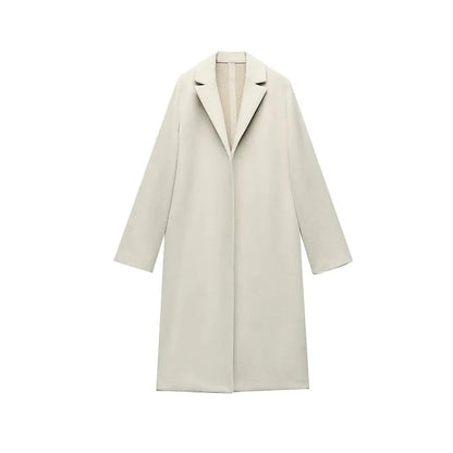 Women's Woolen Coat - Open Stitch Long Trench Coat for Women