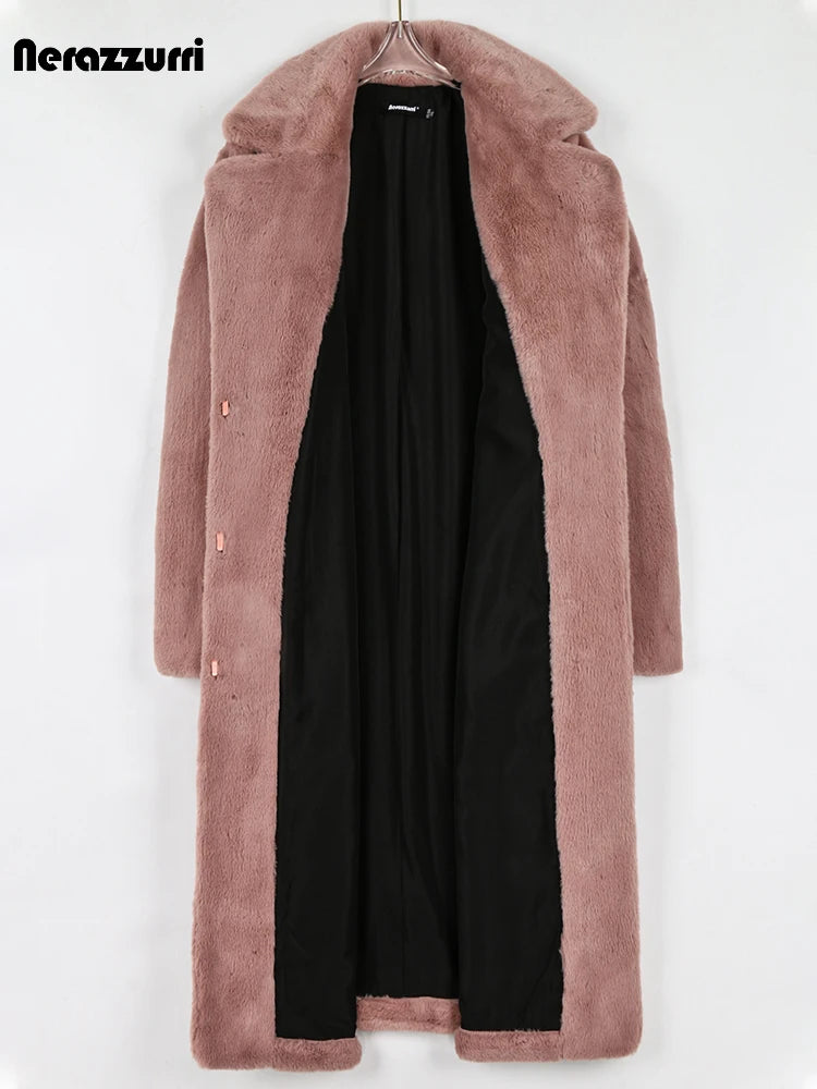 Nerazzurri Women’s Long Faux Fur Coat – Thick, Warm, Soft & Stylish Outerwear