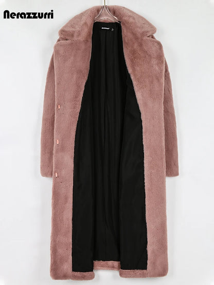 Nerazzurri Women’s Long Faux Fur Coat – Thick, Warm, Soft & Stylish Outerwear