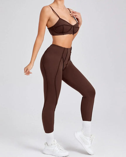 Women's Seamless 2-Piece Yoga Set - High-Waist Leggings and Bra for Fitness & Activewear