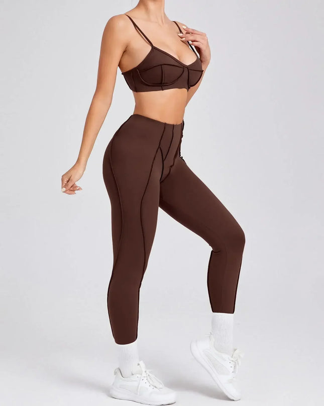 Women's Seamless 2-Piece Yoga Set - High-Waist Leggings and Bra for Fitness & Activewear