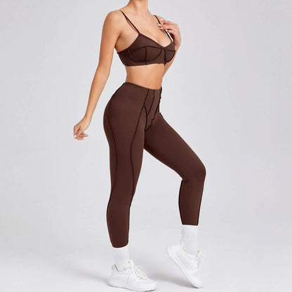 Women's Seamless 2-Piece Yoga Set - High-Waist Leggings and Bra for Fitness & Activewear