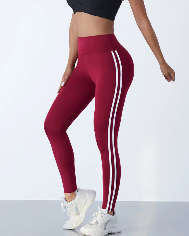 High-Waisted Striped Yoga Pants for Women - Stretchy, Comfortable Leggings for Workout & Fitness