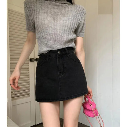 Women's High-Waist Denim Skirt - Slim Fit