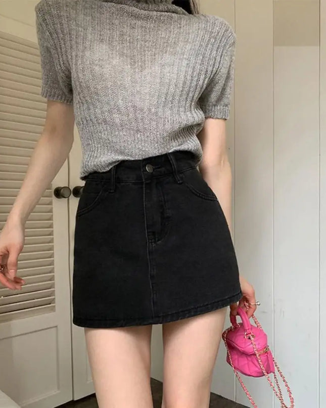 Women's High-Waist Denim Skirt - Slim Fit