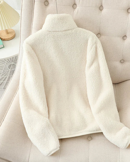 Women's Thick Fleece Zip Jacket with Stand Collar