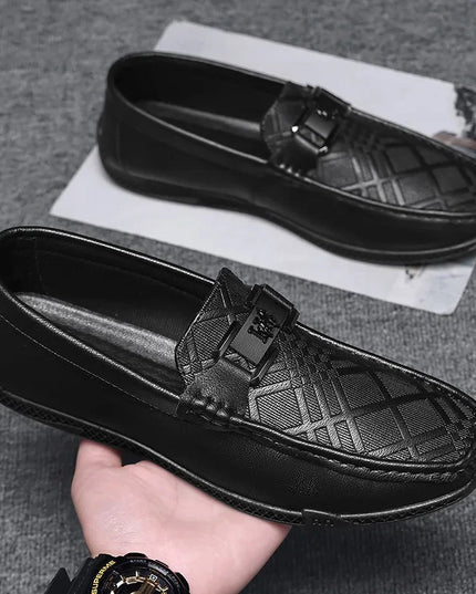 Men's Casual Faux Leather Shoes - Breathable Slip-On Design