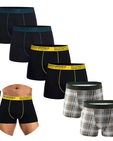 6-Pack Cotton Boxer Briefs for Men – Comfortable & Breathable Underwear Set