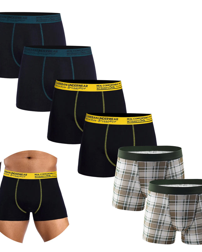 6-Pack Cotton Boxer Briefs for Men – Comfortable & Breathable Underwear Set