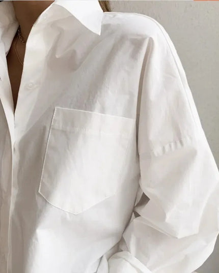Womens Casual Loose Blouses with Turn-down Collar