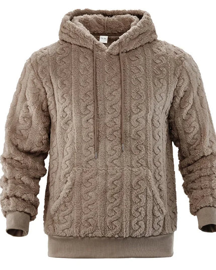 Men's Vintage Jacquard Textured Fleece Hoodie Sweater
