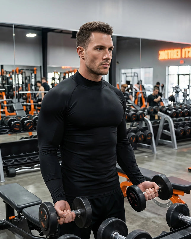 Men's Tight-Fit Long-Sleeved Sweater - Quick-Drying, Breathable, Highly Elastic