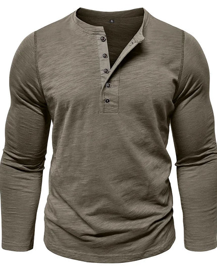 Men's Casual Long Sleeve Henley Slim Shirt
