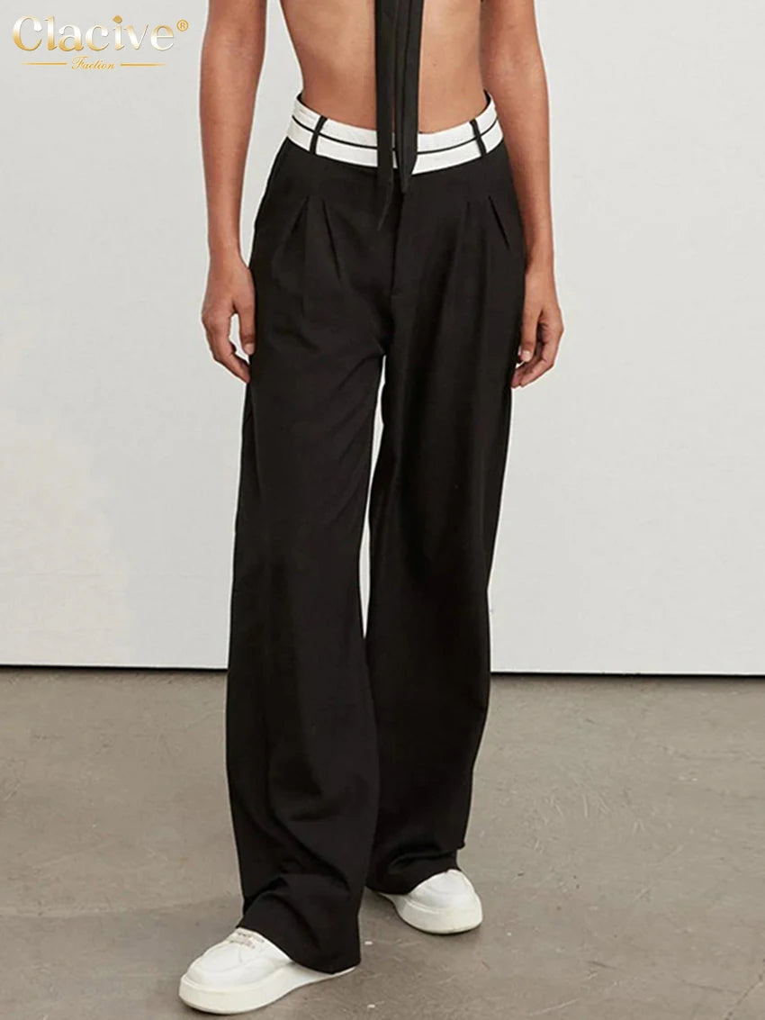 Clacive High-Waisted Loose Gray Trousers for Women - Various Colors