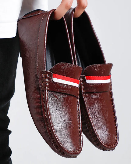 Strongshen Men's Slip-On Leather Flats Shoes