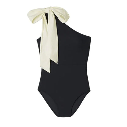 Women's One Piece Swimsuit - Push-Up Bathing Suit with Ribbon