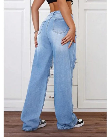 Women's Ripped Knee-Piercing Loose Fit Casual Jeans