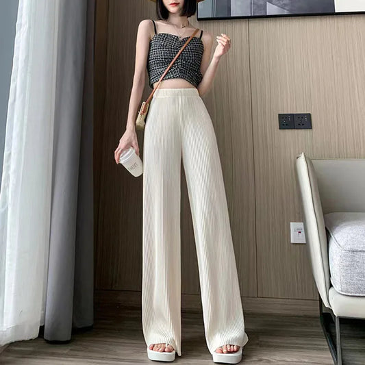 Women's Ice Silk Chiffon Wide-Leg High-Waist Pants