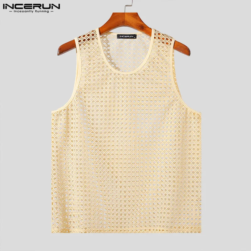 Incerun Men's Mesh Transparent Tank Top Vest