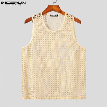 Incerun Men's Mesh Transparent Tank Top Vest