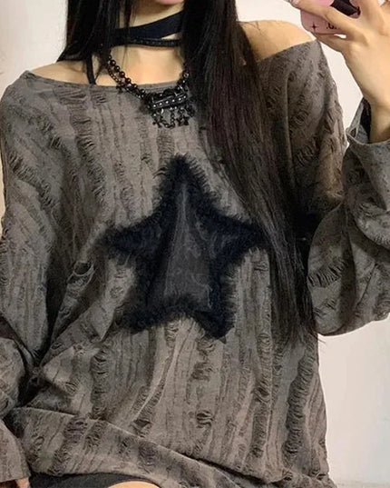 Oversized Off-Shoulder Long Sleeve Sweater for Women