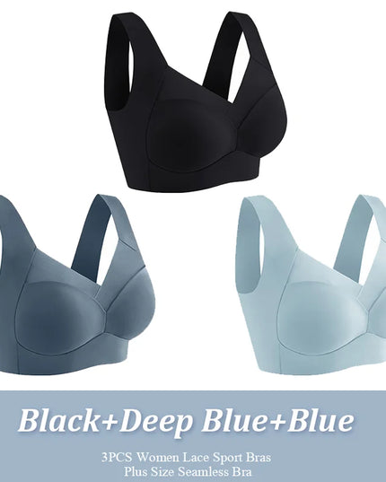 3-Pack Plus Size Women's Lace Backless Sport Bras