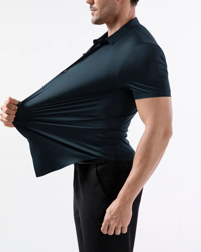 High-Stretch Men's Short Sleeve Shirt - Casual, Breathable, and Abrasion-Resistant