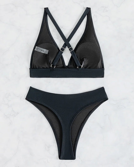 Women's Cross Back Mini Micro Thong Bikini Two-Piece Set