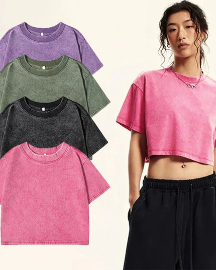 Women's Slim Fit Washed Cropped T-Shirt