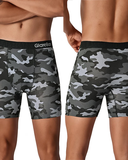 5-Piece Set of Mid-Length Camo Cotton Boxer Briefs for Men