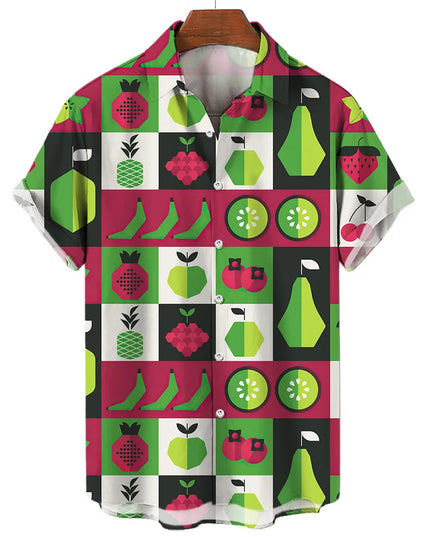 Men's T-Shirt with a Variety of Fruit and Animated Print