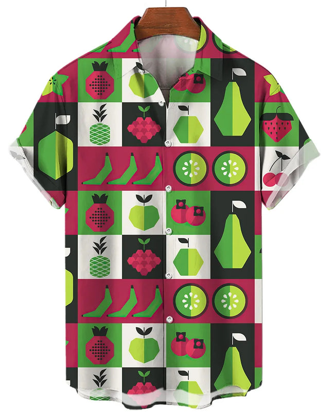 Men's T-Shirt with a Variety of Fruit and Animated Print