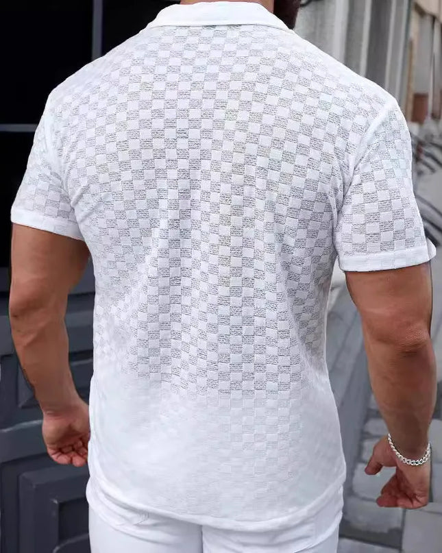 Men's Breathable Lace Hollow-Out Casual Shirt