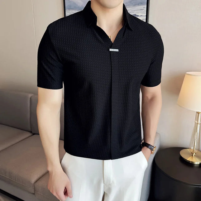 Slim Fit Short Sleeve T-Shirt for Men - Lightweight Elastic Design
