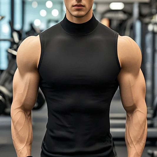 Men's Compression Shirt Vest  - Turtleneck Design