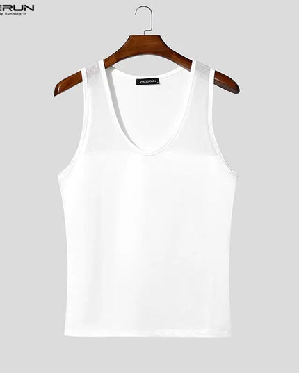 INCERUN Men's Mesh See-Through Tank Tops