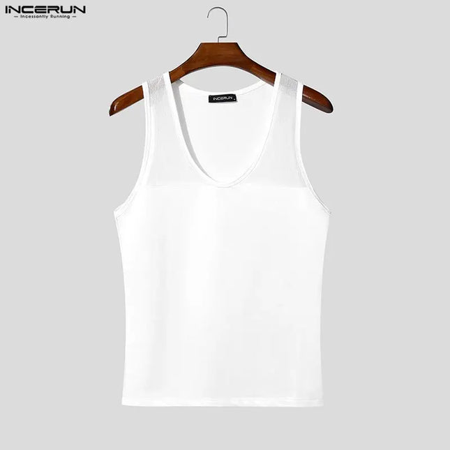 INCERUN Men's Mesh See-Through Tank Tops