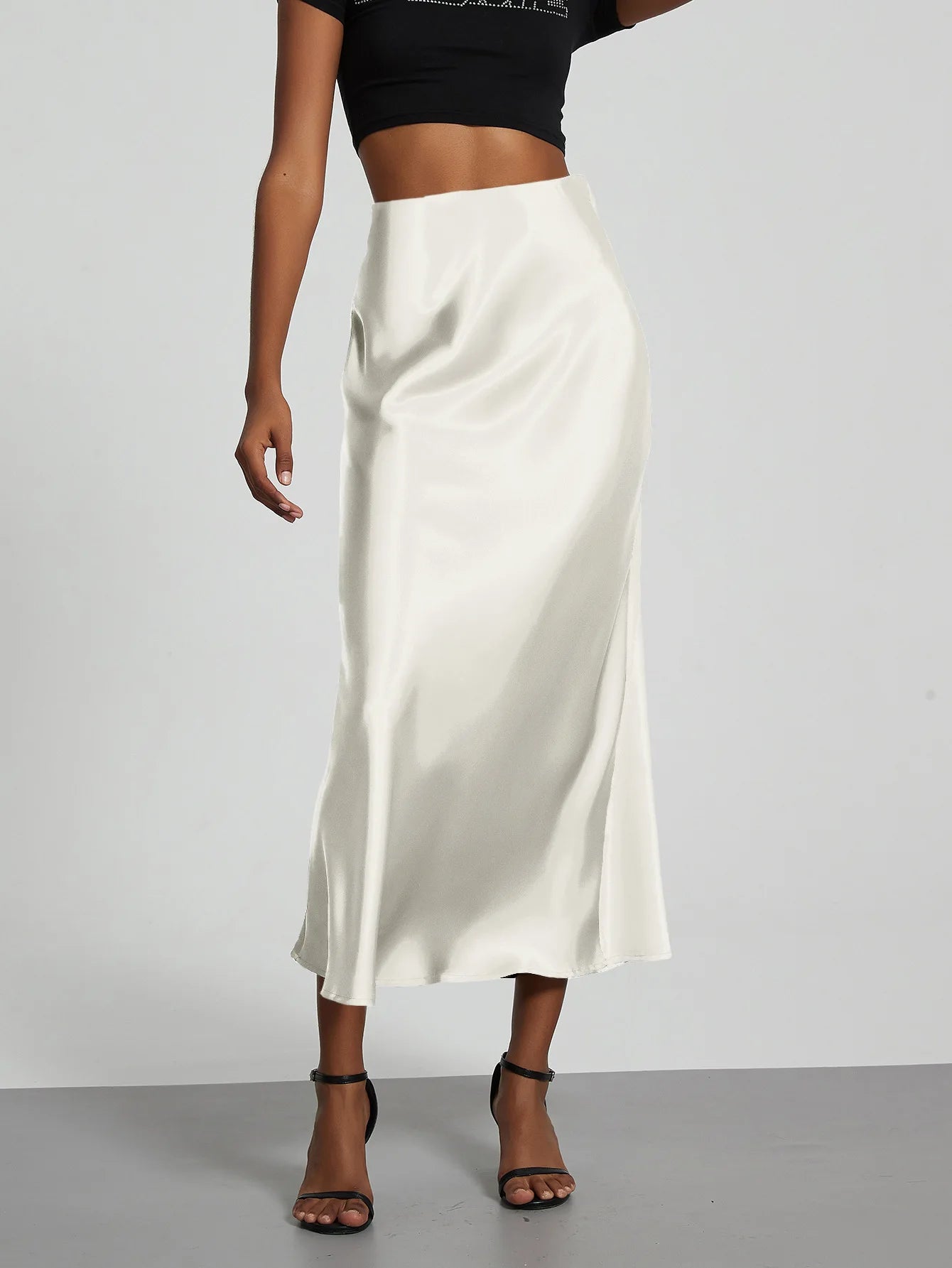 Women's Sophisticated High-Waisted Satin Maxi Skirt