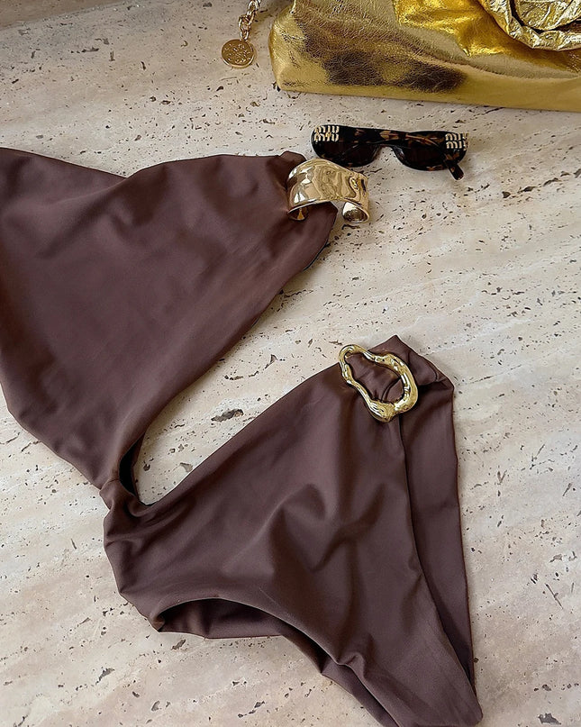 Women's One Shoulder High-Waist One-Piece Swimsuit