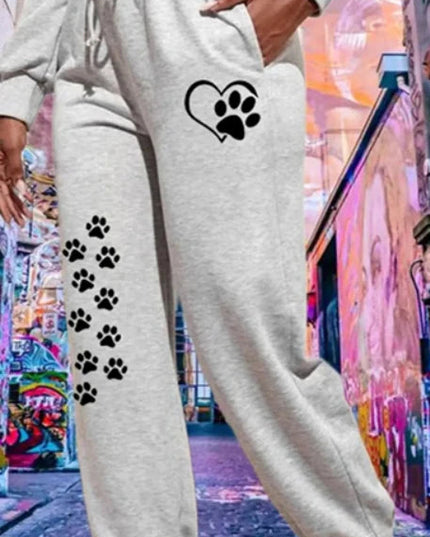 Cat Claw Print Women's Sweatpants with Elastic Waist