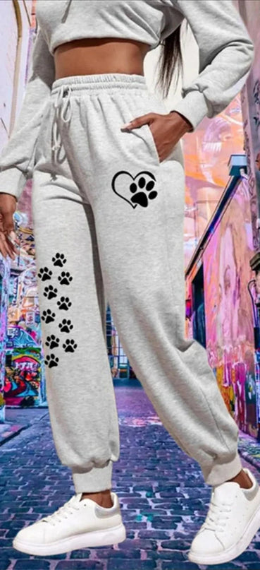 Cat Claw Print Women's Sweatpants with Elastic Waist